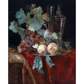 РЕПРОДУКЦИИ НА КАРТИНИ Натюрморт с плодове и стъклена чаша (1682)